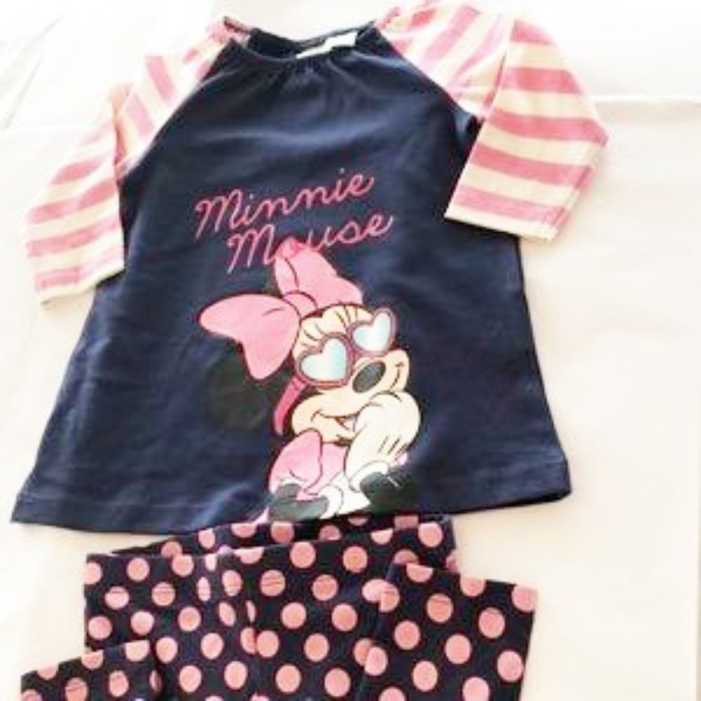 Outfit 2 piece leggings new Minnie Mouse infant girls size 4-6 months cotton H&M